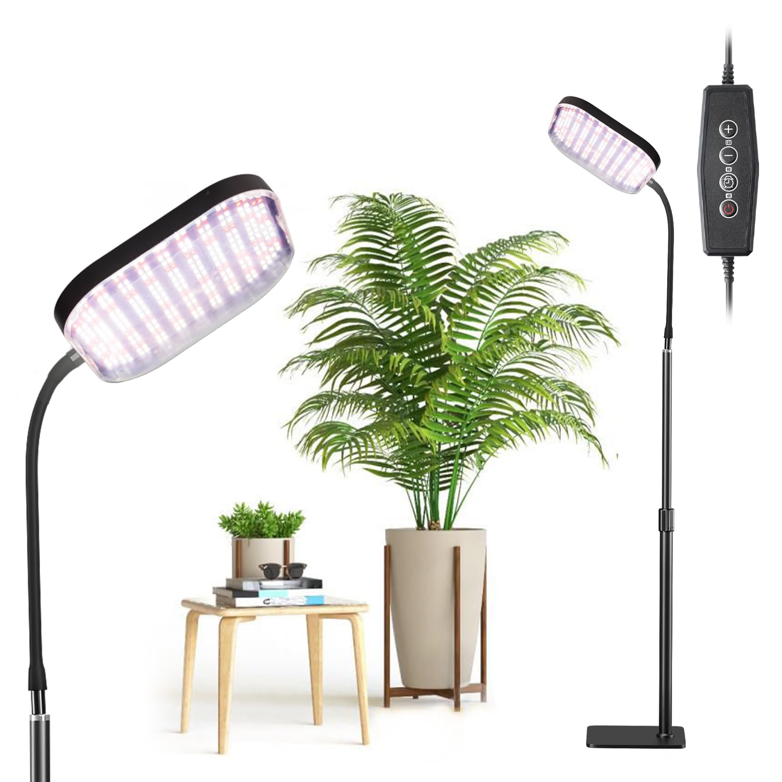 AWLYLNLL Grow Lights for Indoor Plants with Stand Full Spectrum, Floor Plant Growing Lamp with 336 LEDs for Large Plants, 4/8/12H Auto Timer,5 Brightness, 40-52 inches Height Adjustable