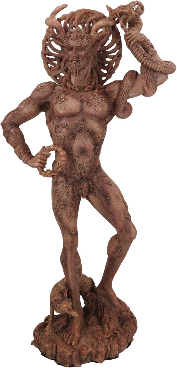 Ebros Gift Celtic God Cernunnos The Horned God Herne The Hunter Decorative Figurine in Red Clay Color Finish 9.5" Tall As Mythical Decor Sculpture Pagan Wiccan Collectible
