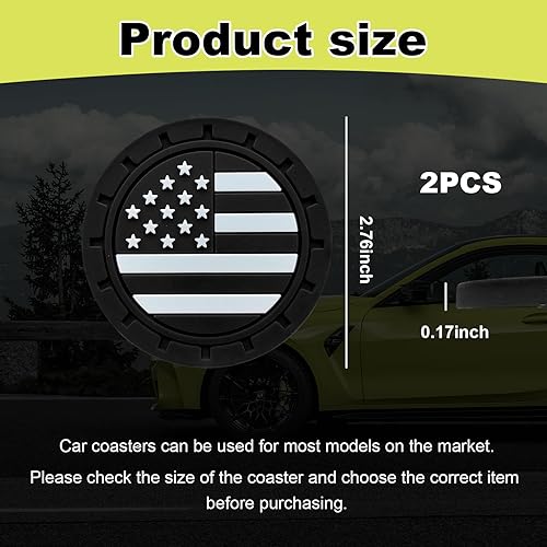 Miniatura 2 de Augeny 2 posavasos para automóvil, 2.75 pulgadas, bandera estadounidense, con inserción de bandera de Estados Unidos, posavasos para auto, tapete