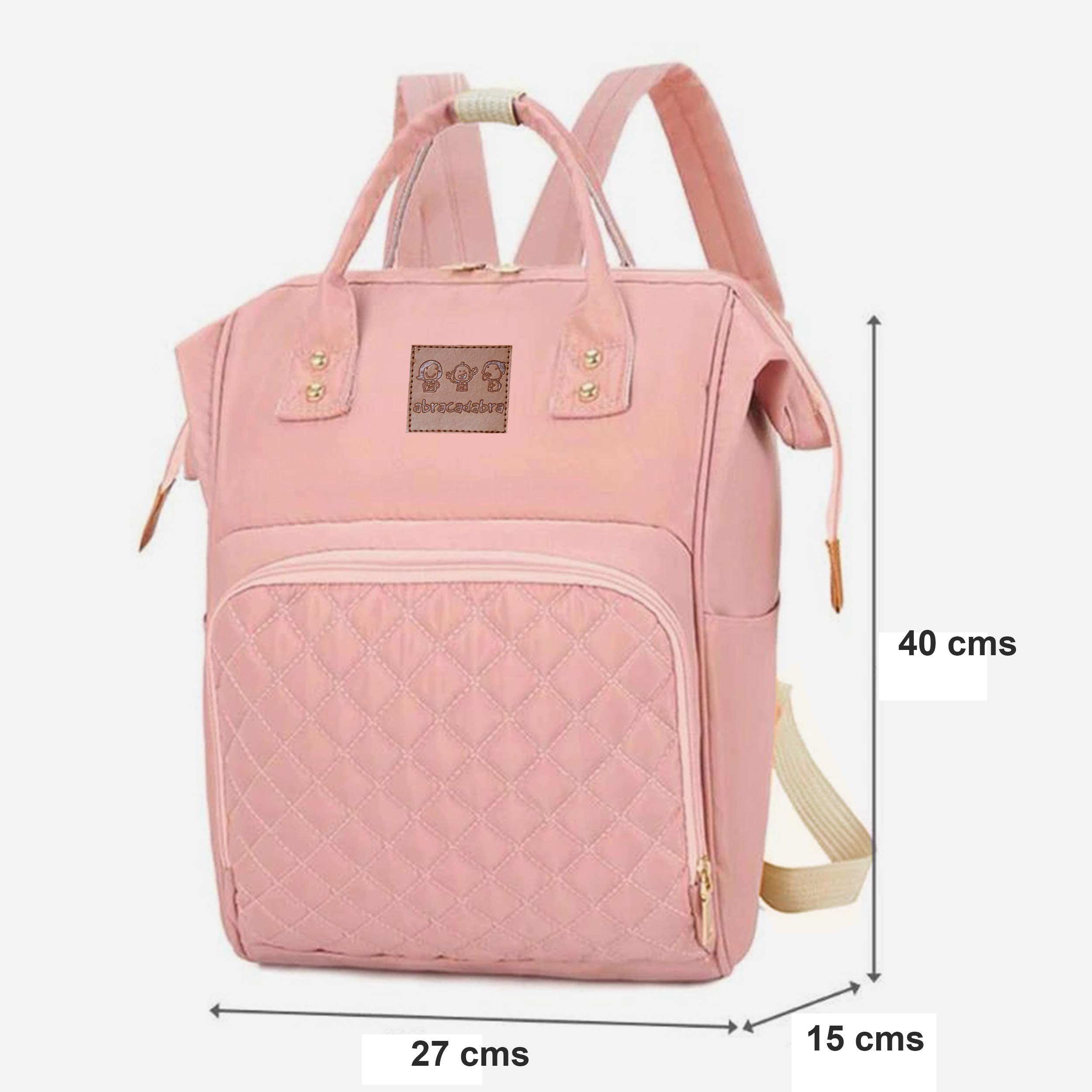 abracadabra Multifunctional Waterproof Diaper Bag, 40 cm x 27 cm x 15 cm, Pink