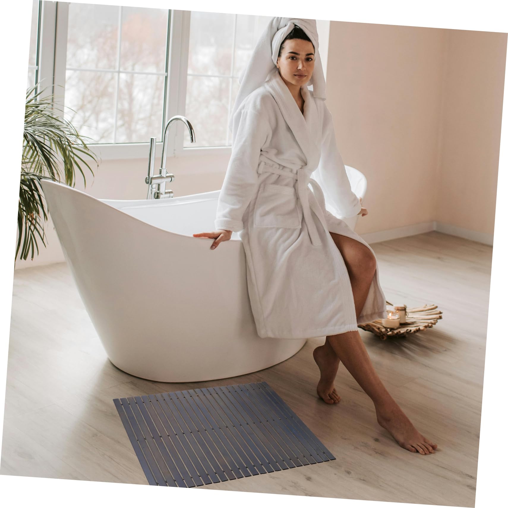 Cabilock Tapis de Bain en Bambou Antidérapant pour Salle de Bain Performance Antidérapante et Design Naturel et Toilette