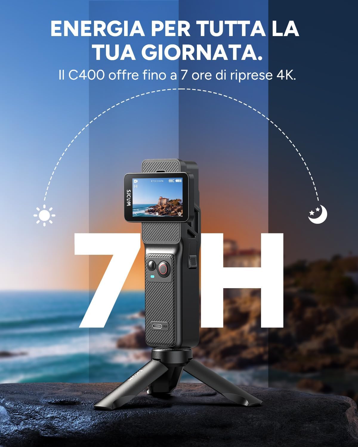 SJCAM C400 with 7-hour battery life indicator