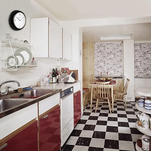 Miniatura 5 de Reloj de pared retro para cocina, diseño vintage de los años 50, de cuarzo, funciona con pilas, redondo, silencioso, sin tictac, para el hogar,