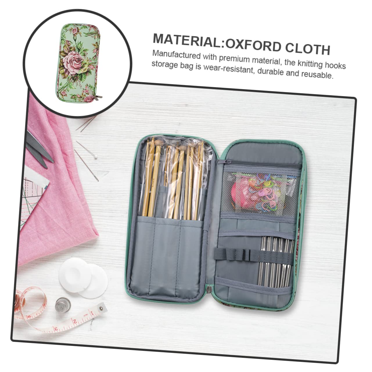 KONTONTY Bolsa de Almacenamiento para Crochet 2 Piezas en Tela Oxford