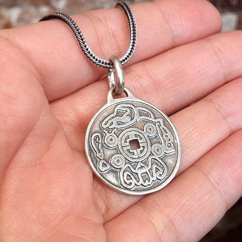 Miniatura 7 de 925 Sterling Silver Lucky Coin Necklace - Feng Shui Pendant Charm - Attracting Money Good Luck Amulet Medallion - Ancient Magic Chinese Fortune