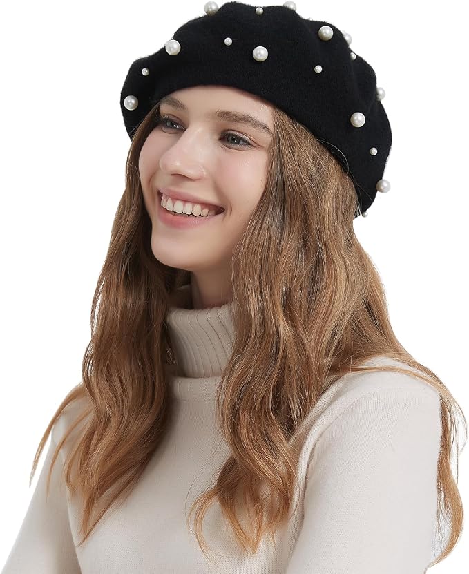 Boina francesa elegante con perlas para mujer miniatura 2