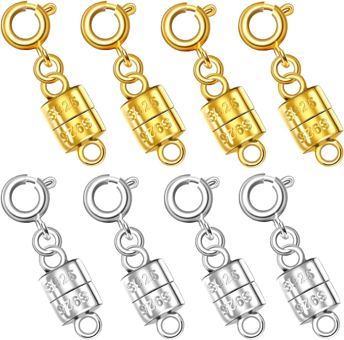925 Silver Magnetic Necklace Clasps, Magnetic Necklace Clasps and Closures for Bracelet Necklace Extender, 2pcs-10pcs Bead Claw Clasp for Necklace Bracelet Earrings (8pcs Silver)