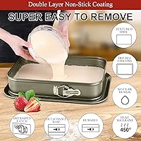 Vista 5 de Kenond Molde grande desmontable para tartas, molde rectangular para tartas de queso de 14 x 11 pulgadas, utensilios para hornear tiramisú con 50