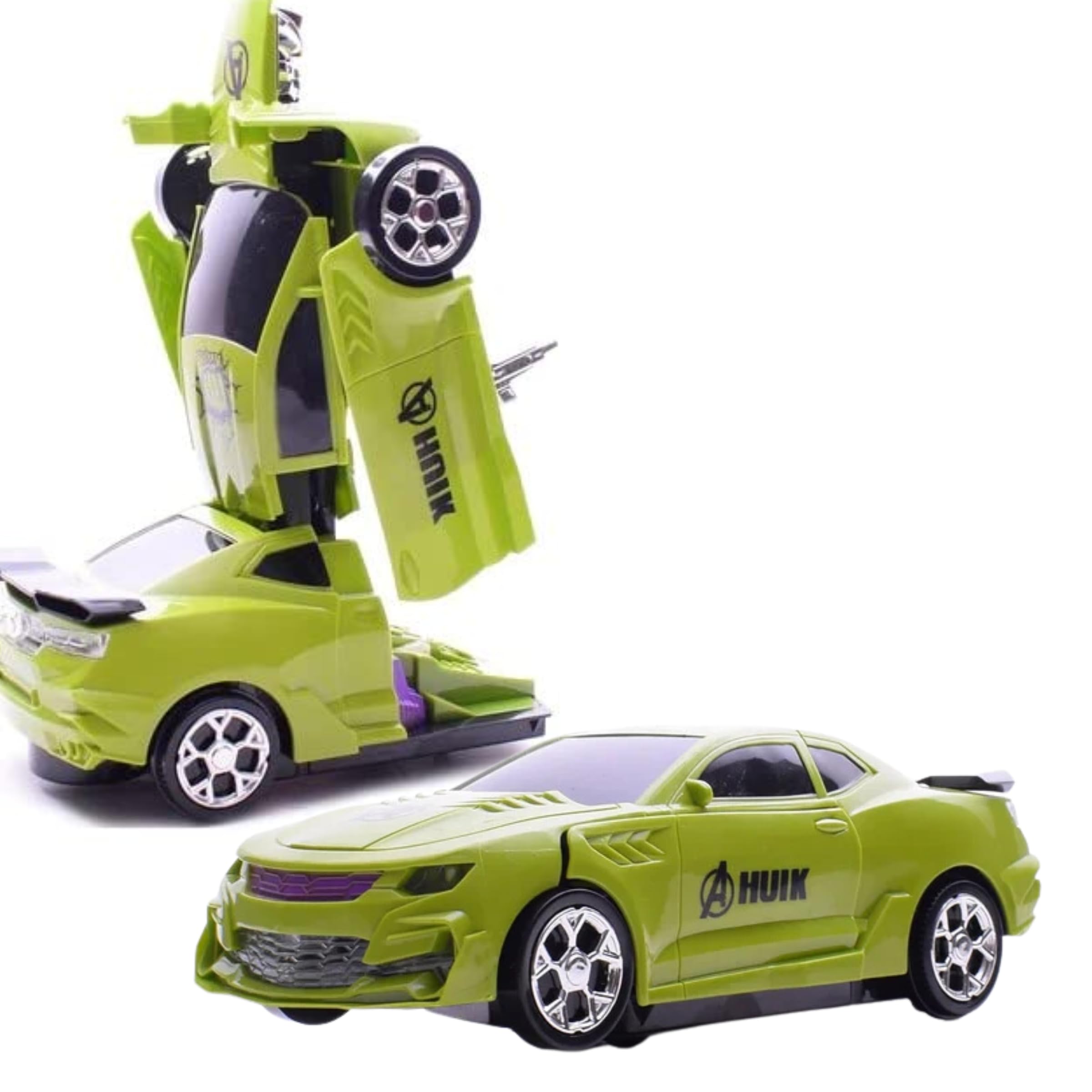 VRION® Toy Deform Robot Car for Kids,Go Action 2 in 1 Robot Car with LED Lights(Green) (Robot (Pack 0f 1) 1