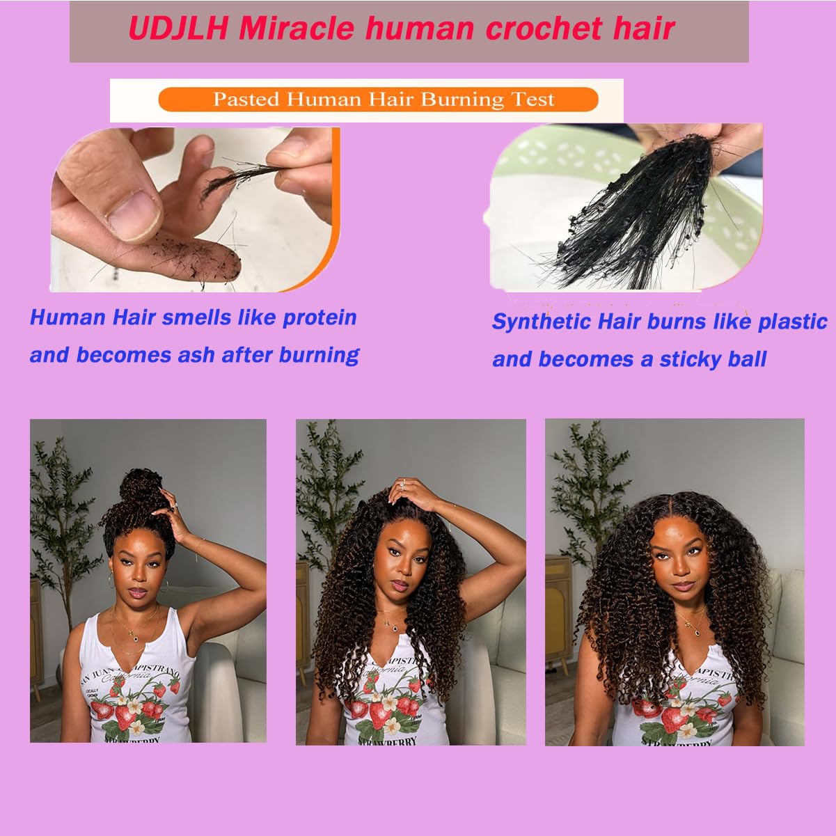 Miracle Knots Hair Feather Deep Wave Crochet Hair for Black Women with Invisible String 55g Human Hair Texture knotless Pre Separated Curly Crochet Hair Extensions Braids (Nature Black, 22 Inch)