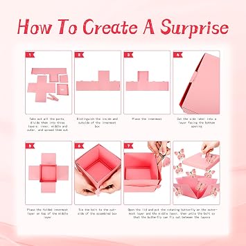 Pink Butterfly Explosion Gift Box 8 Pcs Flying Flying Butterfly Surprise Box Creative DIY Exploding Surprise Gift for Christmas Birthdays Wedding Anniversaries