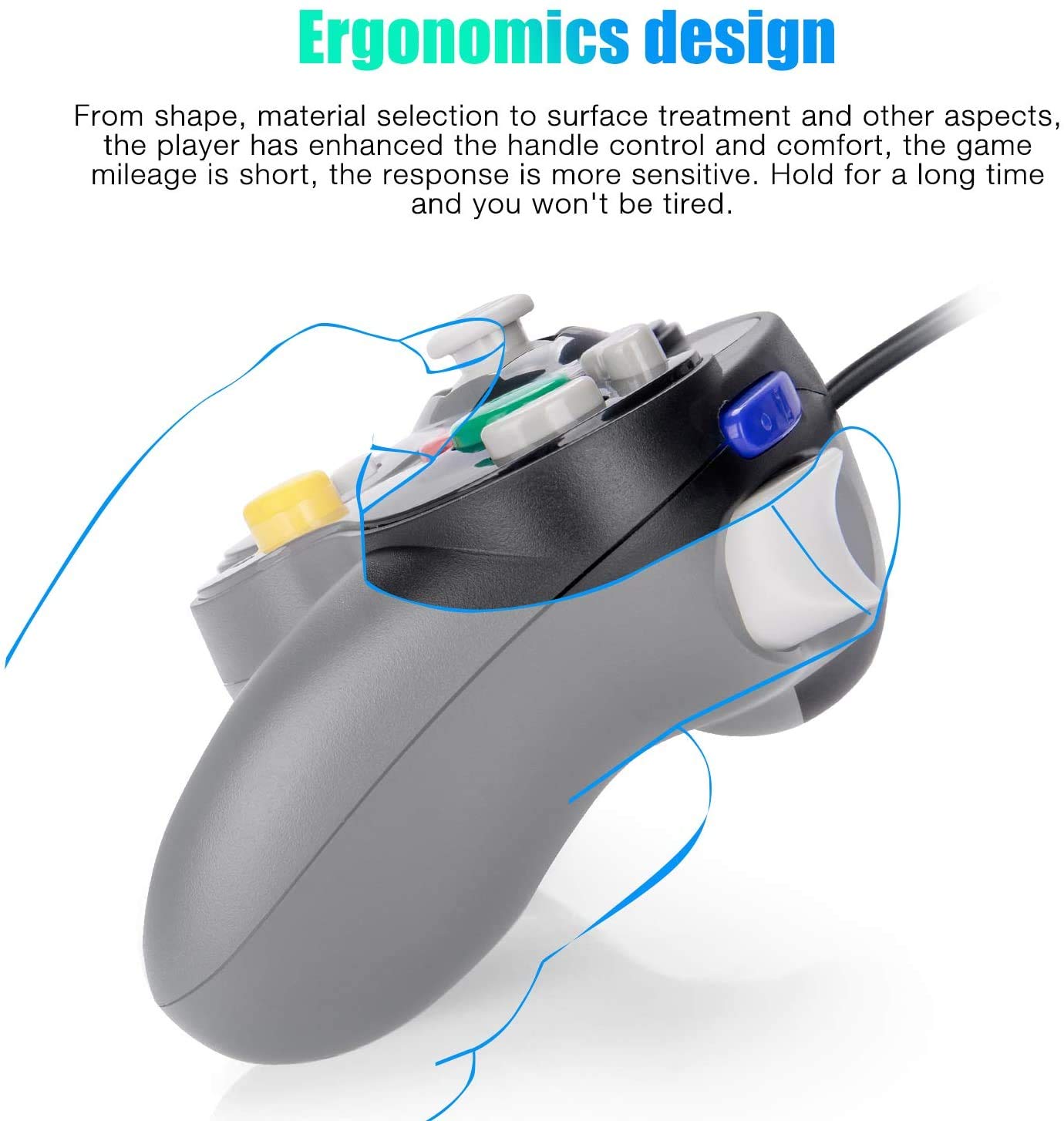 Gamecube Controller, Wired Controllers Classic Gamepad Joystick for Nintendo Gamecube & Wii Console Black