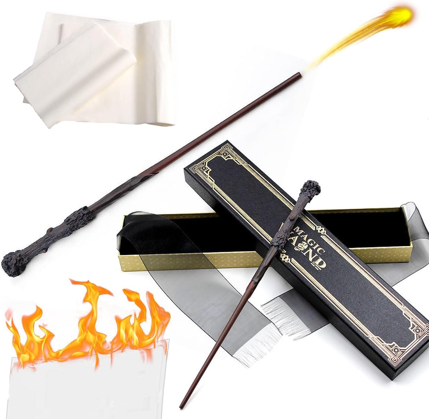 Home Smart Magic Accessories with Magic Fire Wand and Dust Smoke Free and Quick Combustion Flame Paper (Fire Wand A)