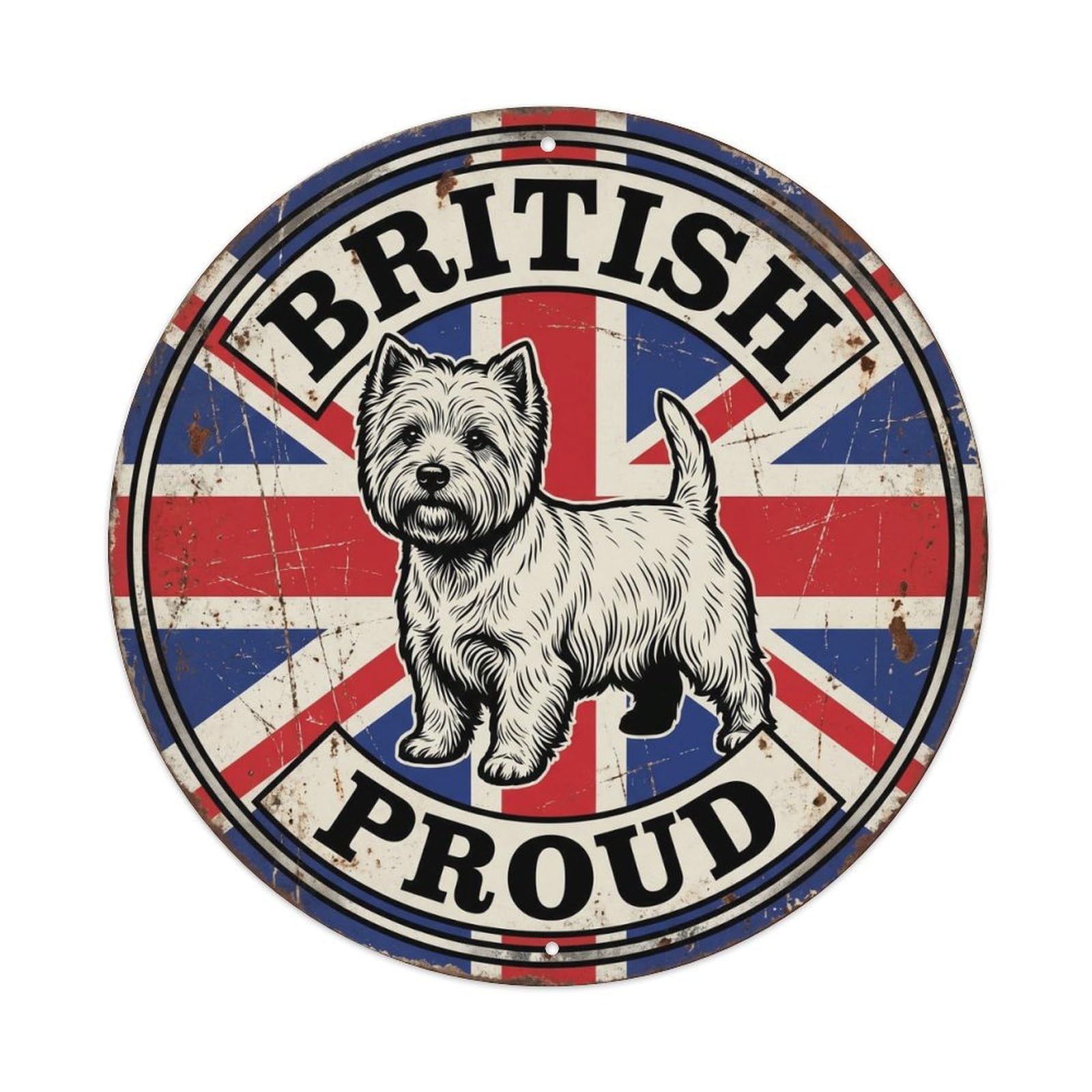 Olhnbad Style British Proud Westie Pet Breed Heritage Emblem Metal Tin Sign
