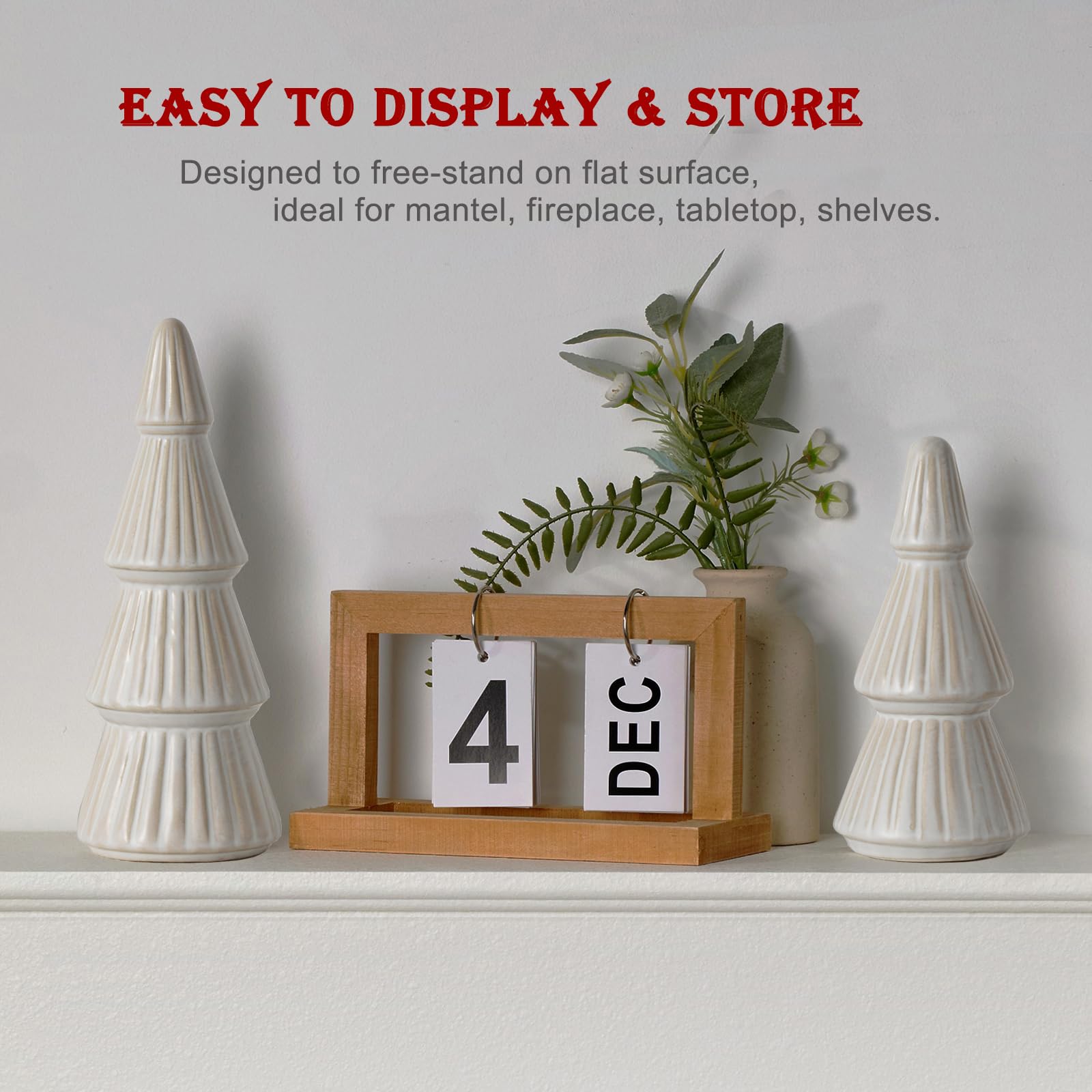 Decoraciones de Navidad, árbol de Navidad de cerámica, pequeños árboles de decoración de Navidad de granja para mesa, mantel, juego de 2 (9.5 pulgadas de alto + 7.5 pulgadas de alto)