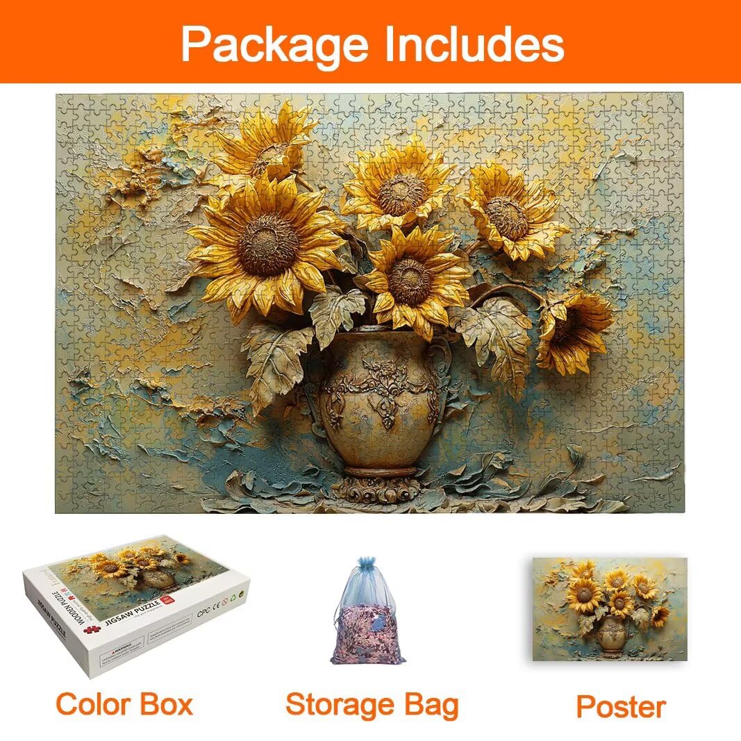 Puzzle Girasol, Puzzle 5000 Piezas, Rompecabezas, Regalo Mujer, Decor -8520