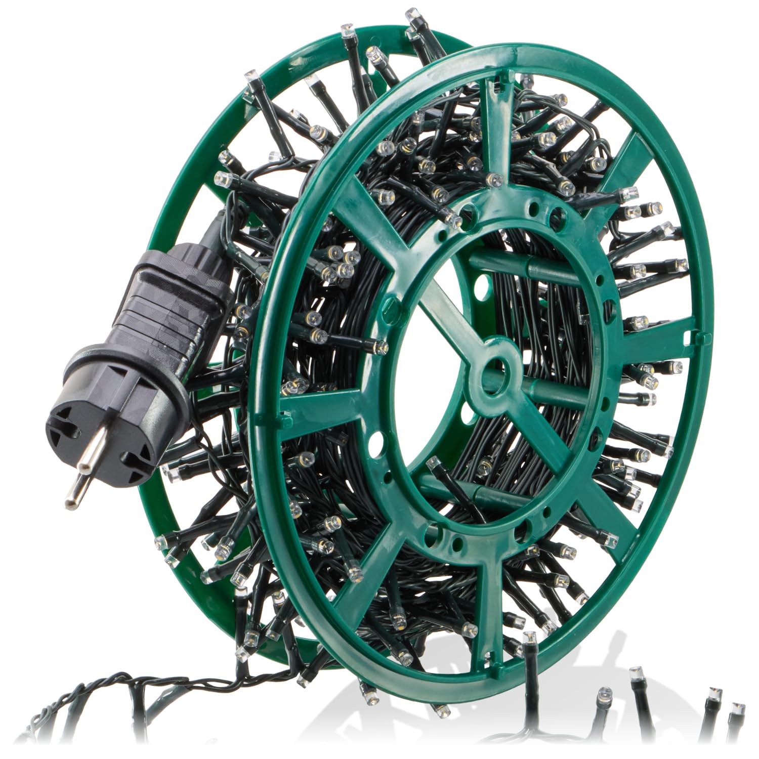 COM-FOUR® Plastic Cable Reel - Empty Cable Reel for Cables, Fairy Lights, Ribbons and Wires - Hand Cable Reel for Home, Garden and Camping (01 Piece - Reel Ø 21.5cm)