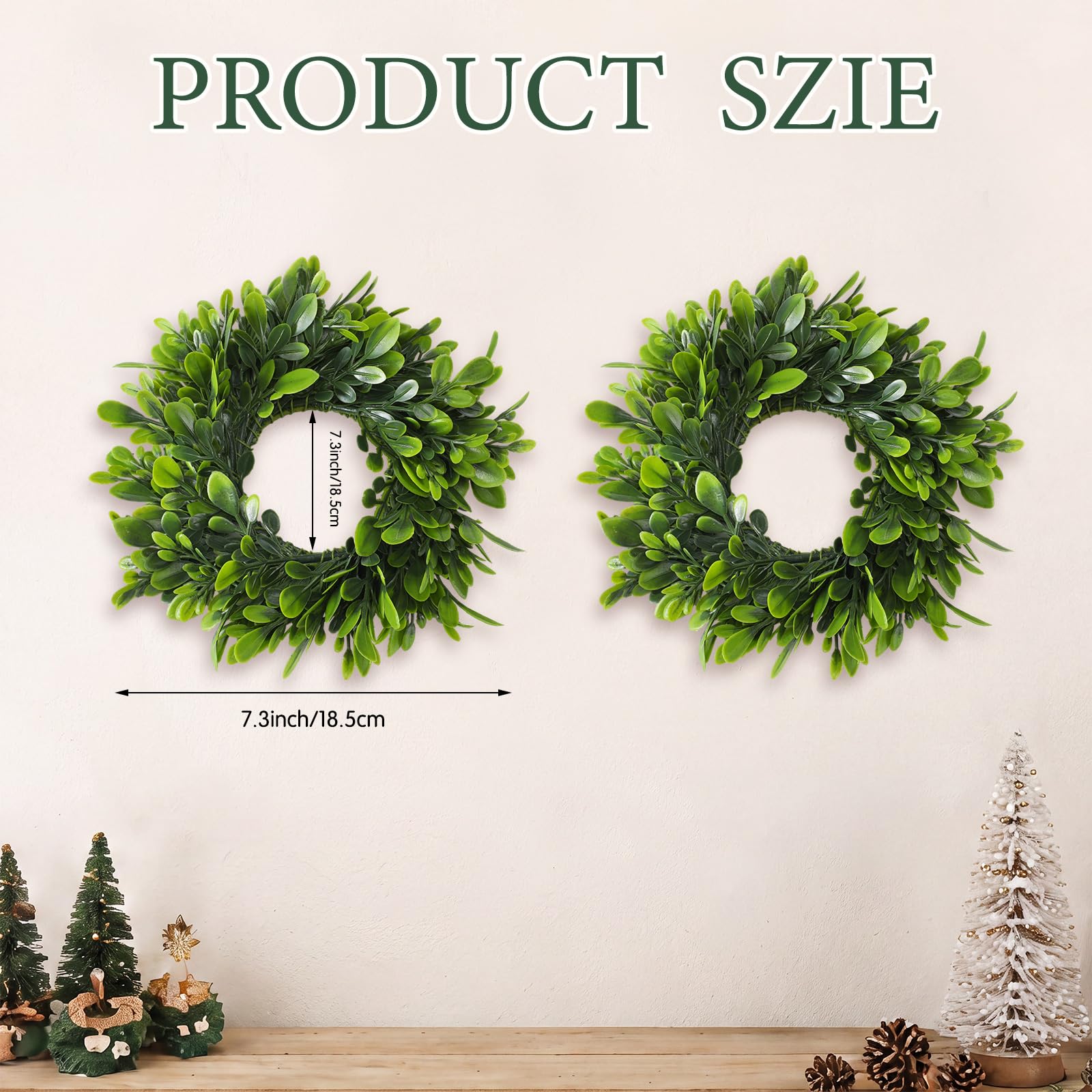 Dingion Lot de 6 mini couronnes de buis préservées de 15,2 cm - Vert artificiel - Pour Noël, loisirs créatifs, bougies, guirlandes rondes en buis pour ferme, maison, mur, fenêtre, décoration de fête