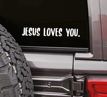 MAZ DISTRIBUTIONS Jesus Loves You Sticker Vinyl Decal for Truck Window Removable Waterproof Sticker for Helmet Useable Indoor and Outdoor Easy use for Car, Van, and Bike MAZ 463