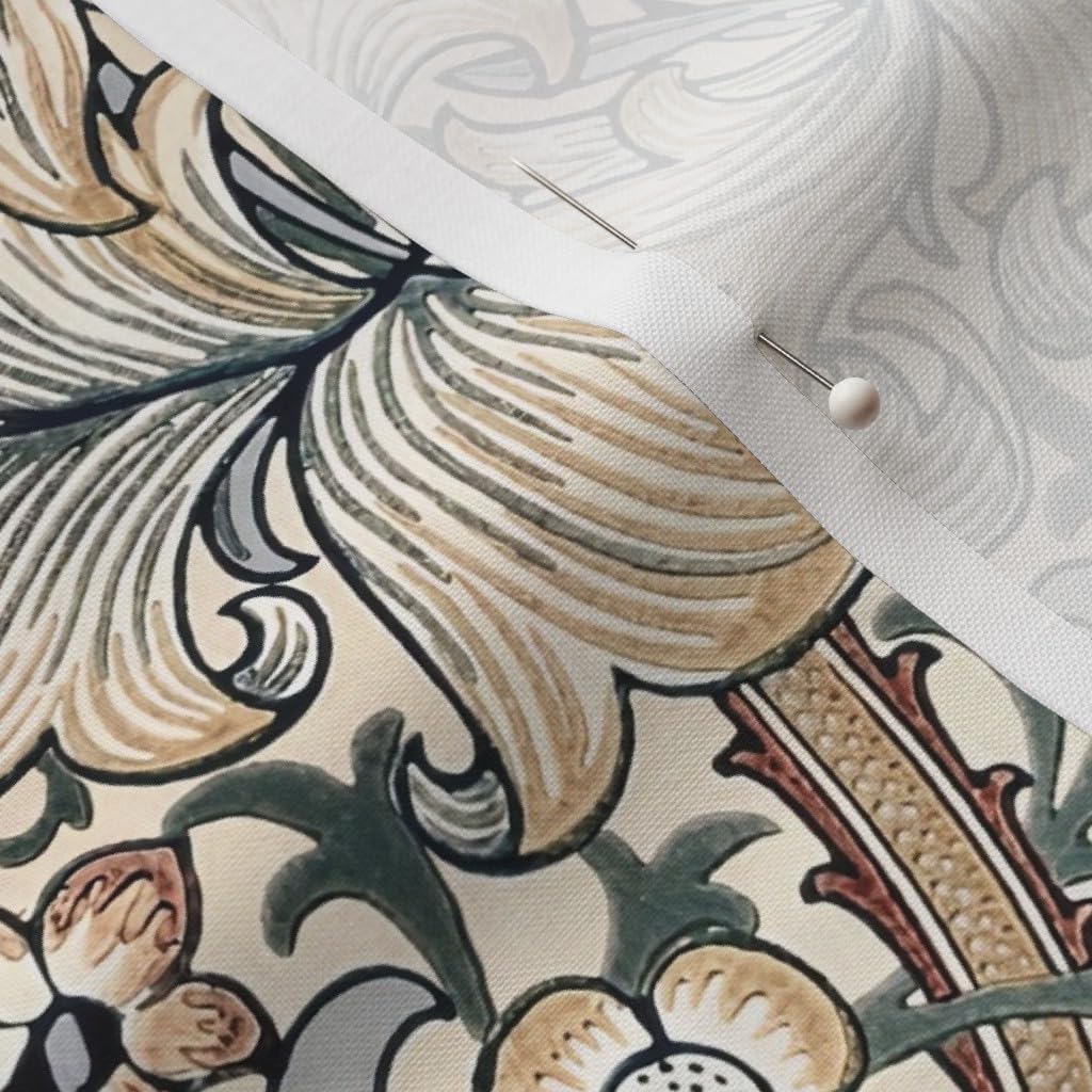 Spoonflower Fabric - Art Nouveau William Morris Vintage Arts and Crafts Golden Lily Summer Printed on Petal Cotton Fabric Fat Quarter - Sewing Quilting Apparel Crafts Decor