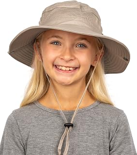 UPF 50+ Wide Brim Kids Sun hat to Protect Against UV Sun Rays - Kids Bucket Hat and Sun Hats for Kids Camping Fishing Safari (6 5/8-7, Khaki Kids)
