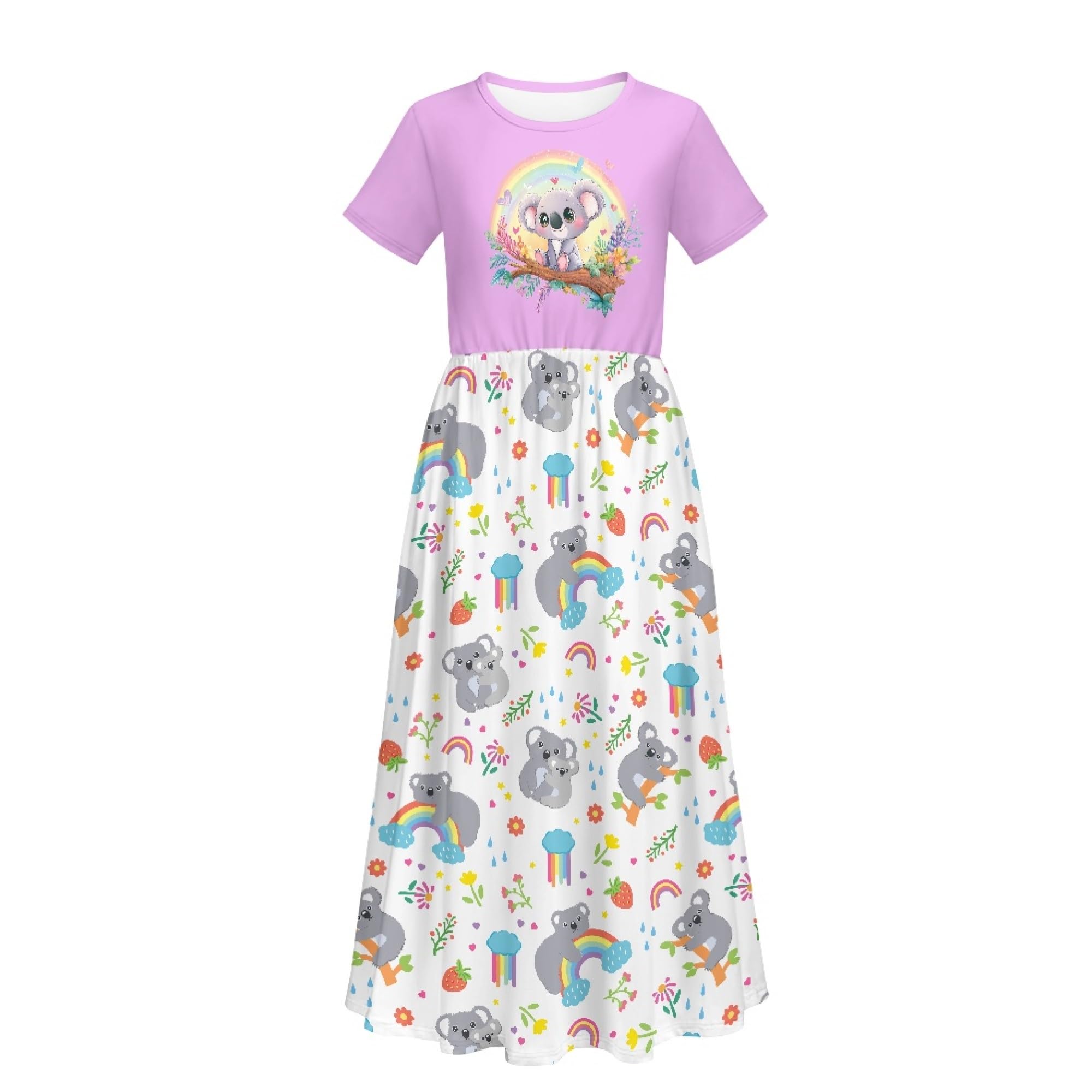 Vestido largo de verano para niños con estampado de erizo en algodón suave 8