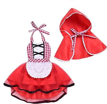 Tempura 0-24Months Baby Girl Halter Plaid Dress Red Cloak Little Red Riding Hood Outfits 2Pcs Party Clothes