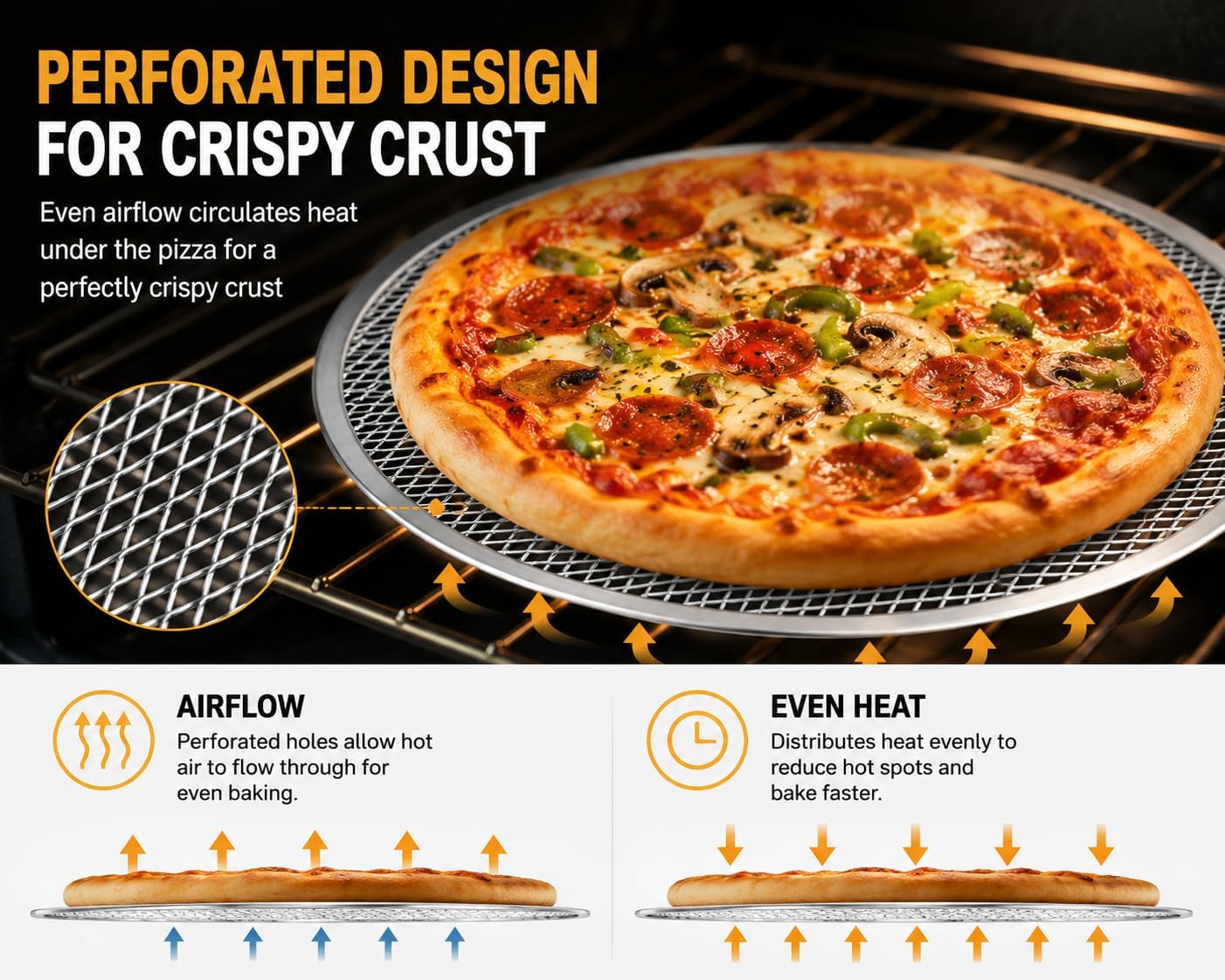 Zimtty Seamless Aluminum Pizza Baking Screen, Restaurant-Grade for Home, Restaurant, Grill Baking(12 Pack,12 Inch)