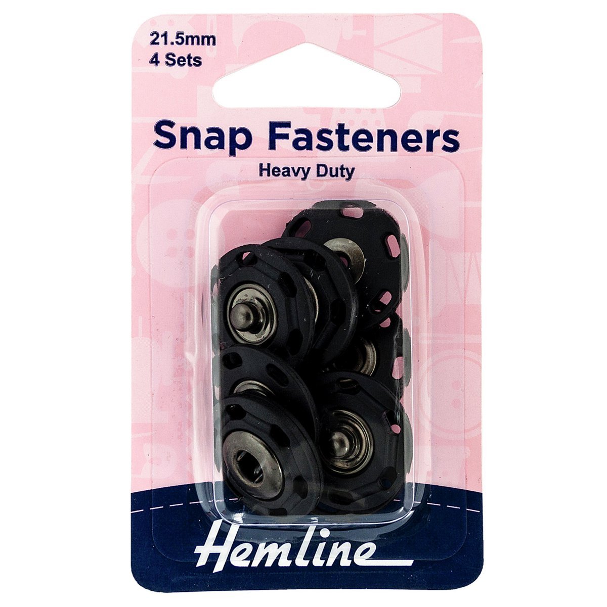 Minerva Large Sew On Snap Fasteners Black Plastic Hemline H424.xxl.bk