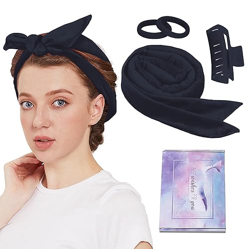 Diadema de barra rizadora sin calor, rizadores de pelo extra largos de 60 pies para dormir, rodillos de pelo con clips y coleteros, accesorios para