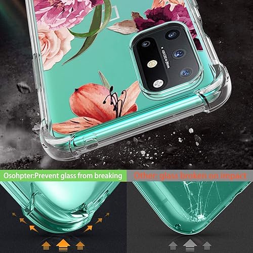 Miniatura 3 de Osophter Funda para Oneplus 8T Flower Floral para niñas y mujeres, absorción de golpes flexible de goma TPU (flor púrpura)