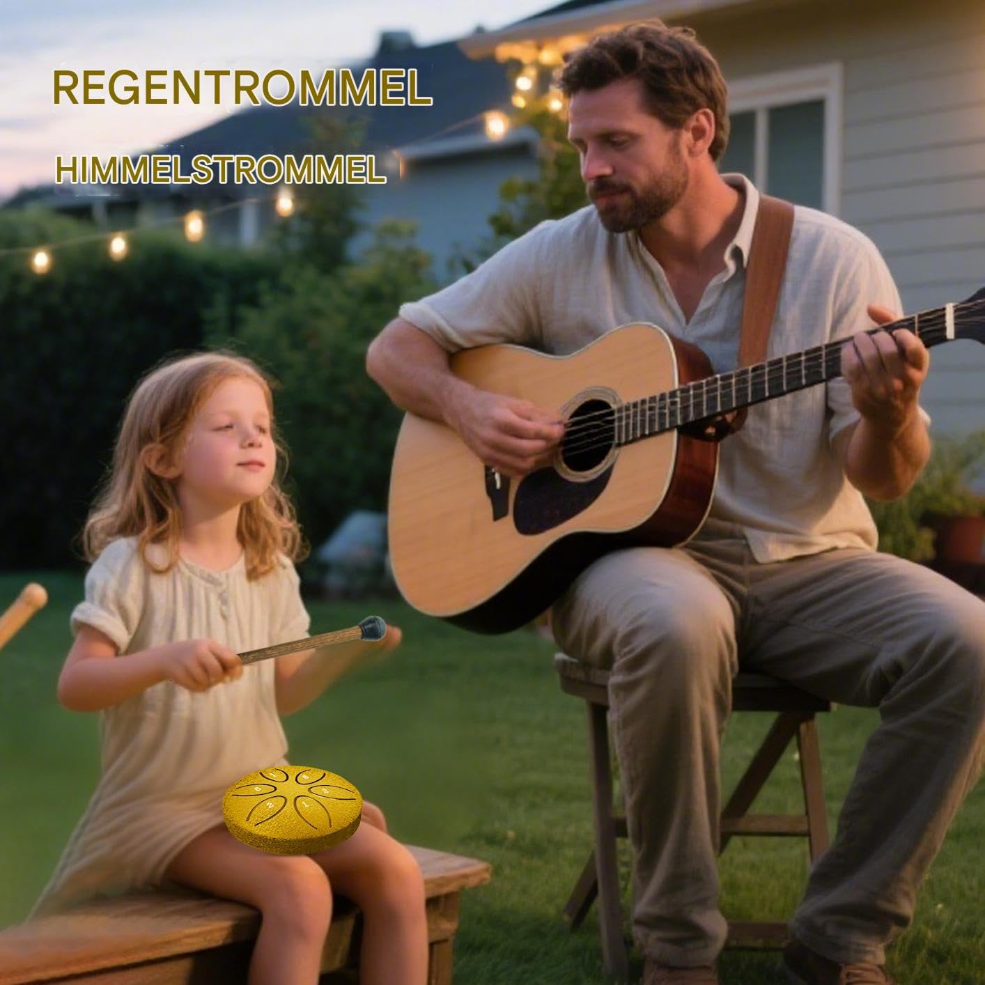 Garden Rain Drum - Notiz Stahlzungenmusik -Trommeln für Anfänger, Kinder -Yoga -Schule mit Heimgebrauch, beruhigende Klangheilung für Garten, Rasen, Outdoor -Dekoration, Geschenkverpackung 3,15 Zoll