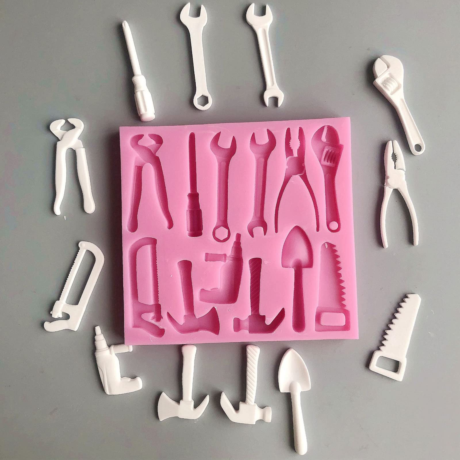 3 Stuks Siliconen Fondant Mallen, 3D Harde Gereedschappen Siliconen, Moersleutel Cakevorm, Geschikt voor het Maken van Taarten(Roze 3 Stuks Siliconen Fondant Mallen, 3D Harde Gereedschappen Siliconen, Moersleutel Cakevorm, Geschikt voor het Maken van Taarten(Roze