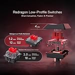 Redragon K618 Horus Wireless RGB Mechanical Keyboard, BT/2.4Ghz/Wired Tri-Mode Ultra-Thin Low Profile Gaming Keyboard w/No-Lag Cordless Connection, Dedicated Media Control & Linear Red Switch