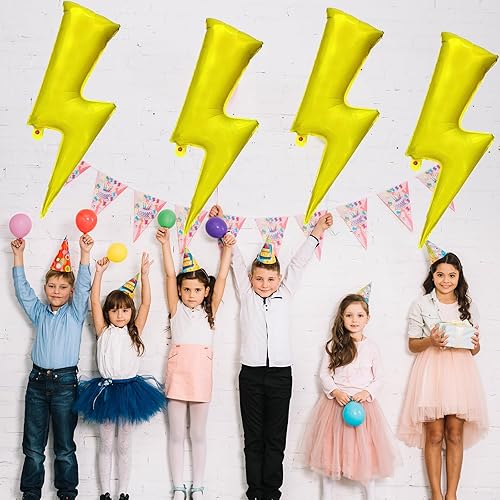 Miniatura 5 de 5 globos de rayo gigantes con forma de relámpago, globos de aluminio para cumpleaños, baby shower, boda, graduación, fiesta, suministros de