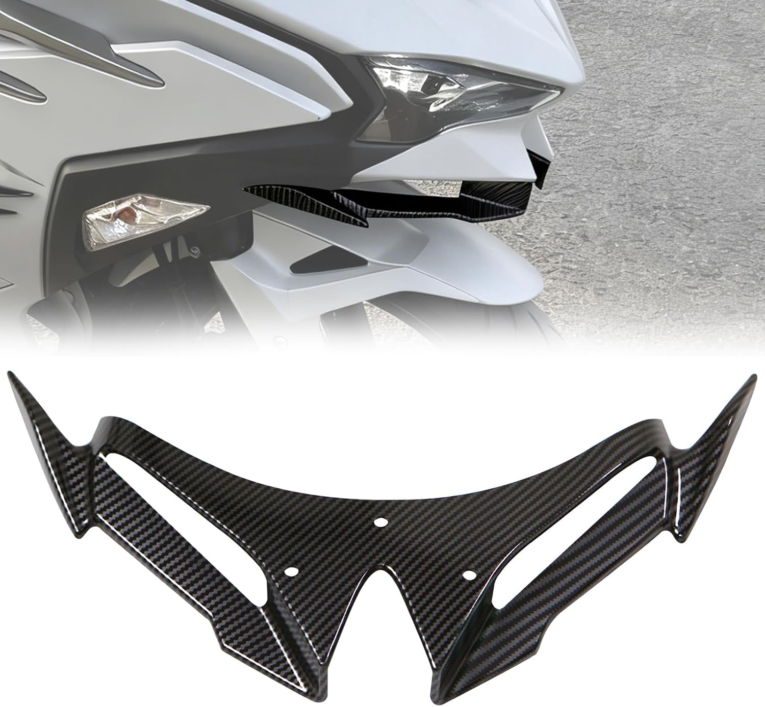 Front Fairing for Kawasaki Ninja 500 Z500 Ninja500 Winglet Spoiler Motorcycle Accessories Extension Fixed Wing Kit (Black)