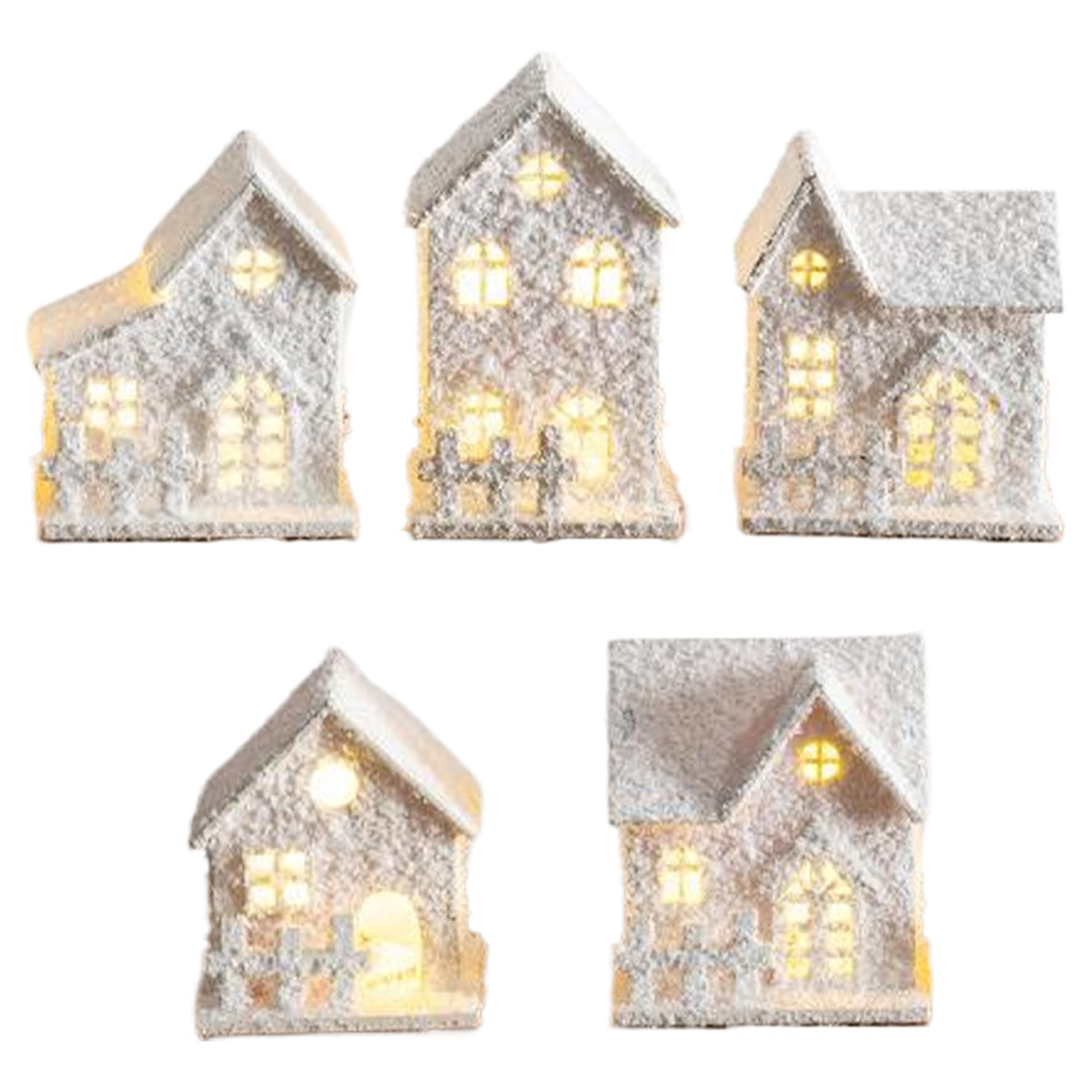 Maisons de village de Noël en bois enneigé pour table de fête