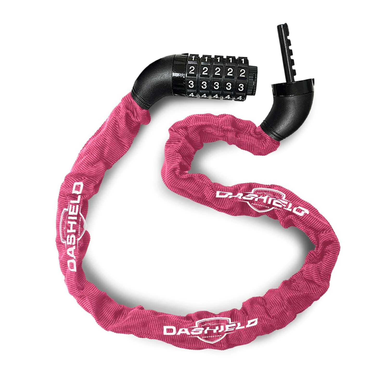 DaShield Bike Chain Lock Security 5 Digit Resettable Combination, 51.2 inches Heavy Duty Anti Theft Lock Chain for Bicycle, Motocycle, Scooter, Gate, Fence (Fuchsia, 4.2ft)