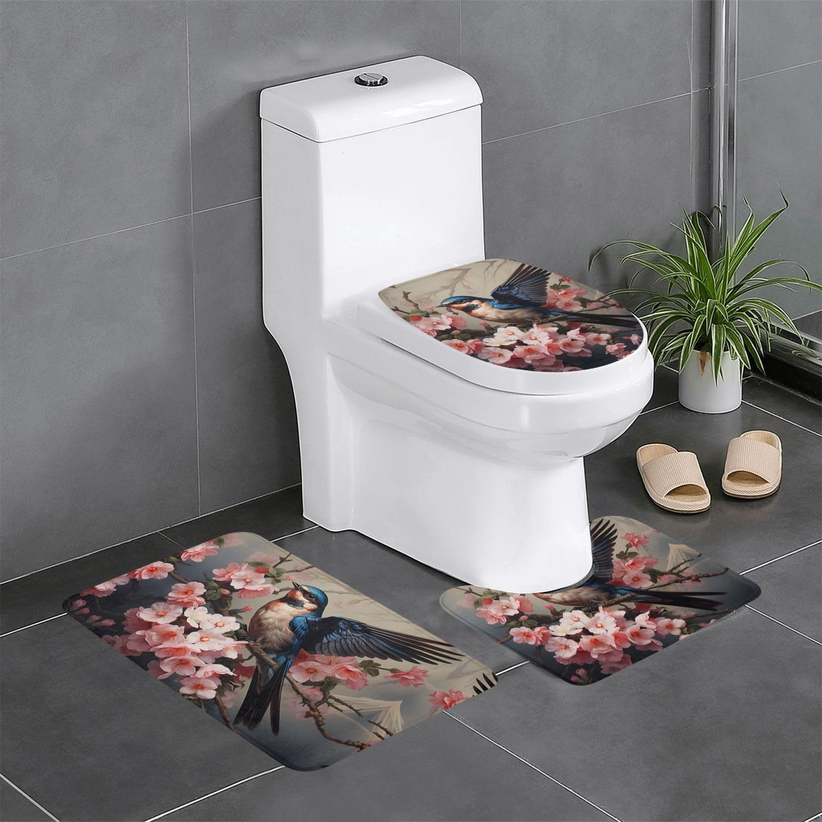 Lot de 3 tapis de salle de bain antidérapants rectangulaire U et O WHJDPP