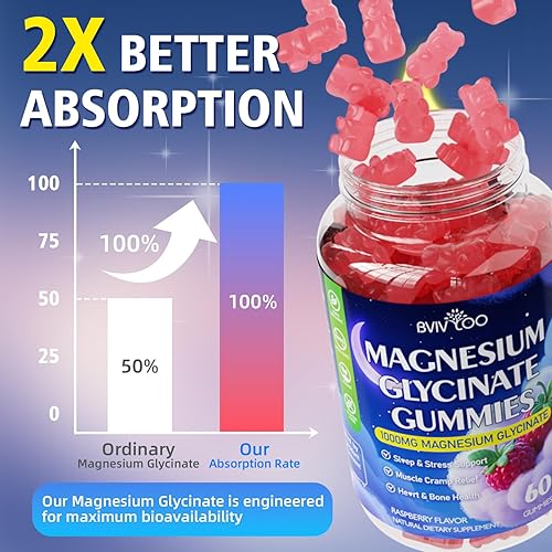 Miniatura 4 de Gomitas de glicinato de magnesio 1000 mg, magnesio sin azúcar para adultos, 60