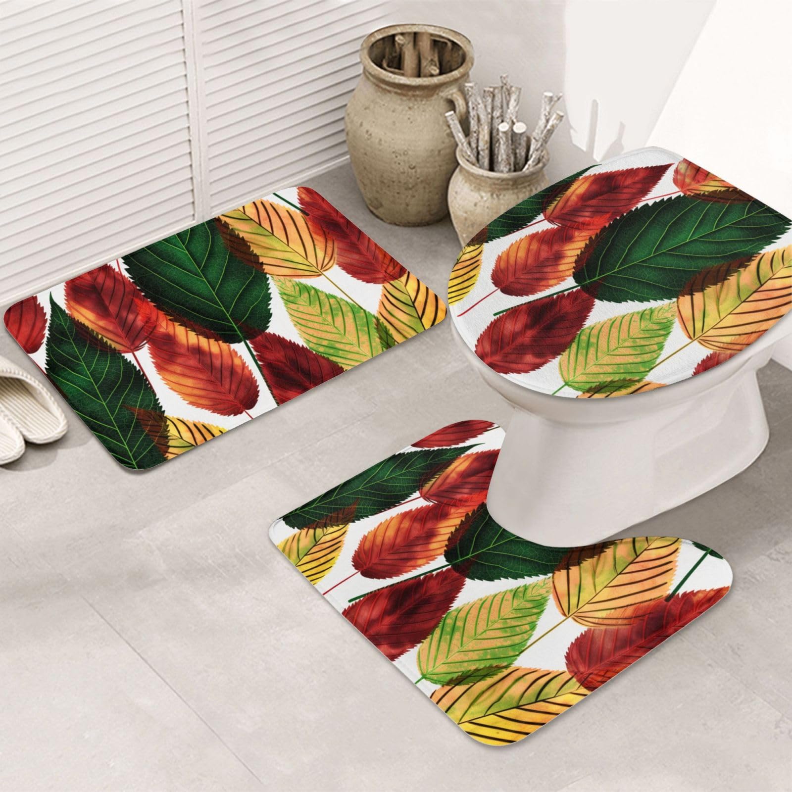 Tapis de salle de bain en forme de U pour toilettes et douche lot de 3