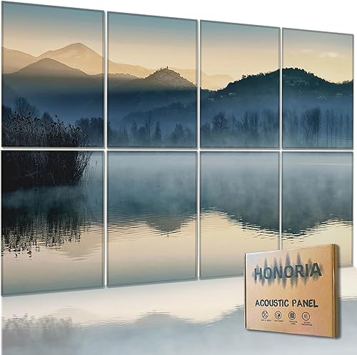 HONORIA Paquete de 8 paneles acústicos artísticos de 48 x 32 pulgadas, paneles de pared autoadhesivos insonorizados, paneles de pared acústicos