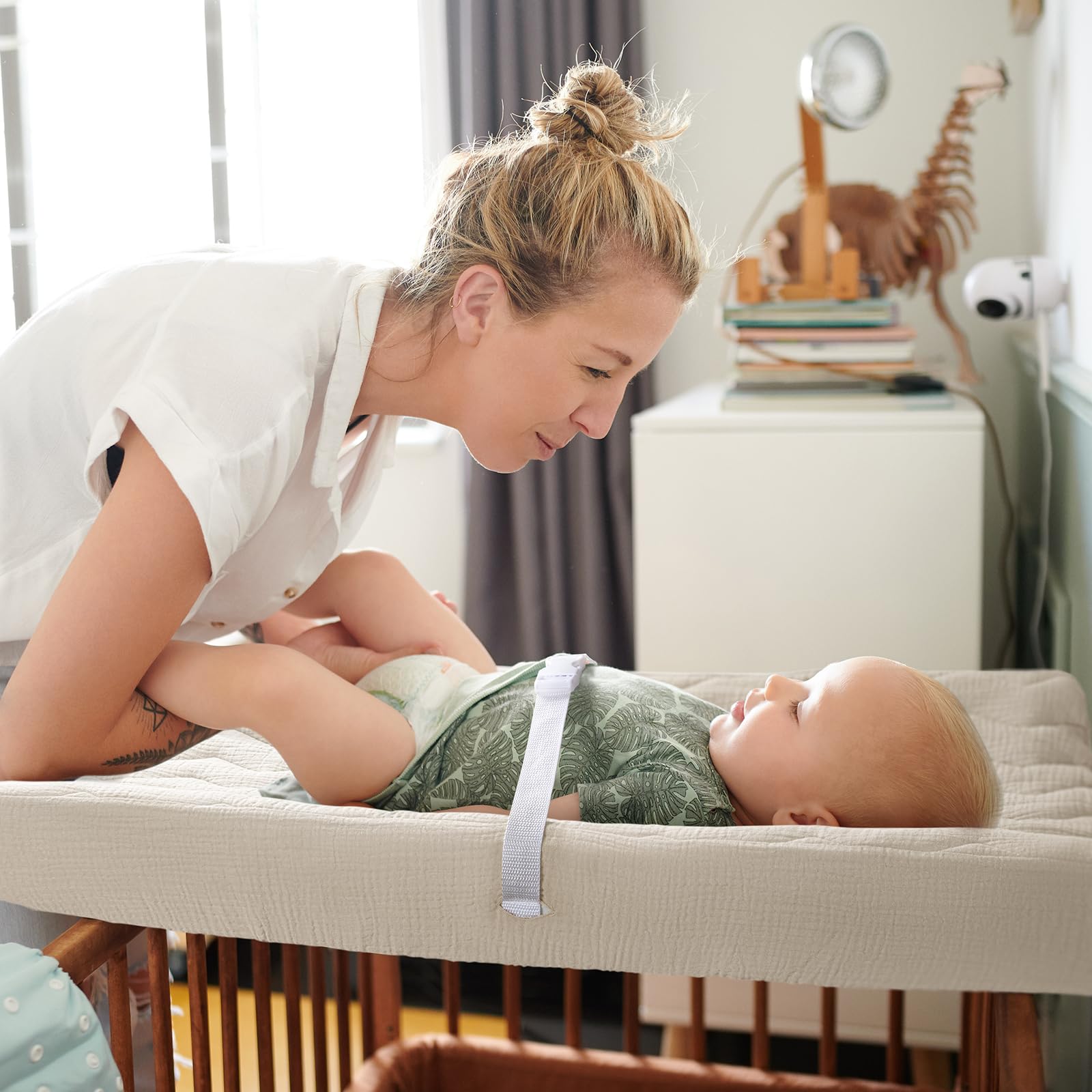 lulumoon Musselin-Wickelauflagenbezug: Baby-Baumwoll-Stepp-Wickeltischbezug – weiche Wickelunterlage für Jungen und Mädchen