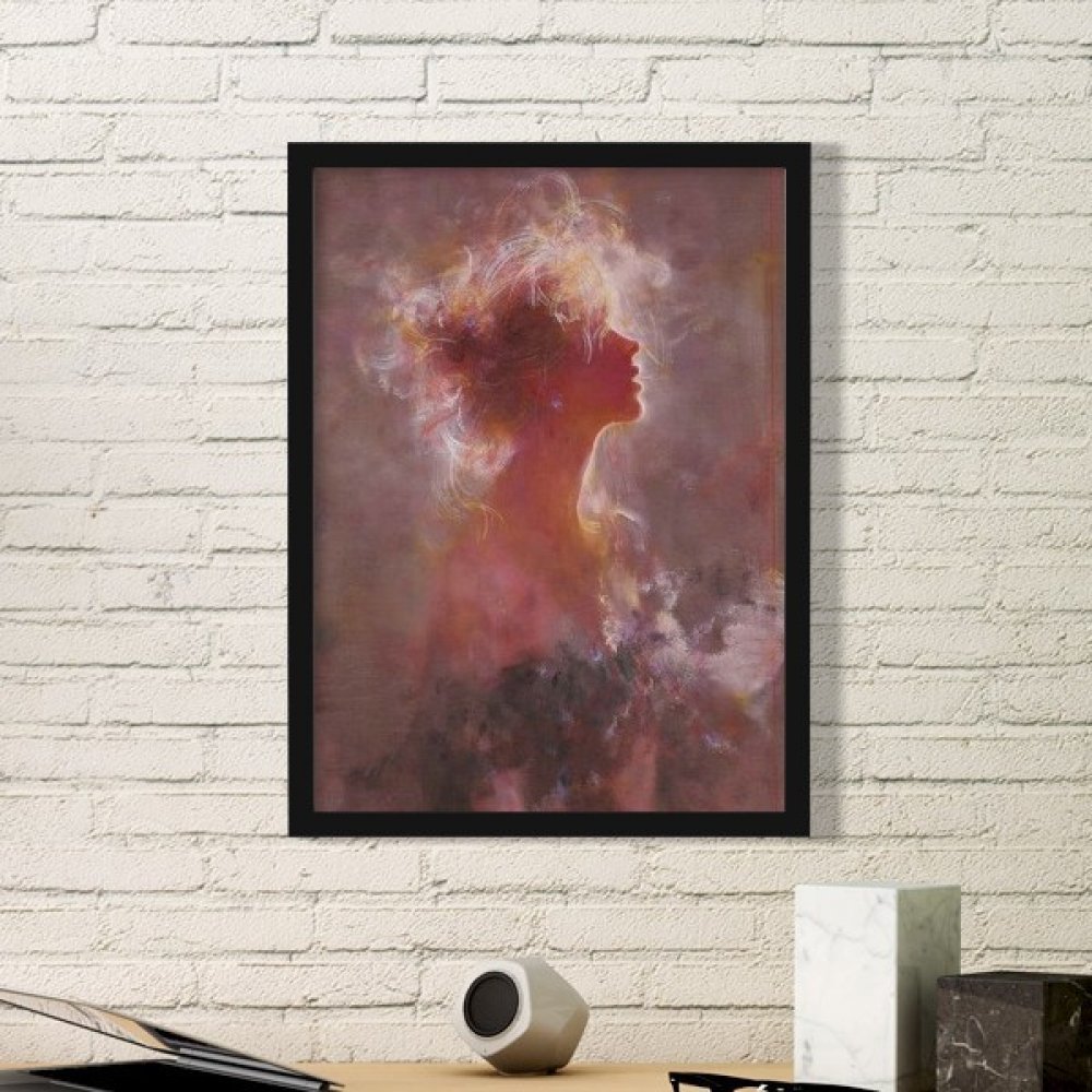 Peinture à l'huile Clair De Lune Xjj cadeau idéal cadre rond en bois noir Small