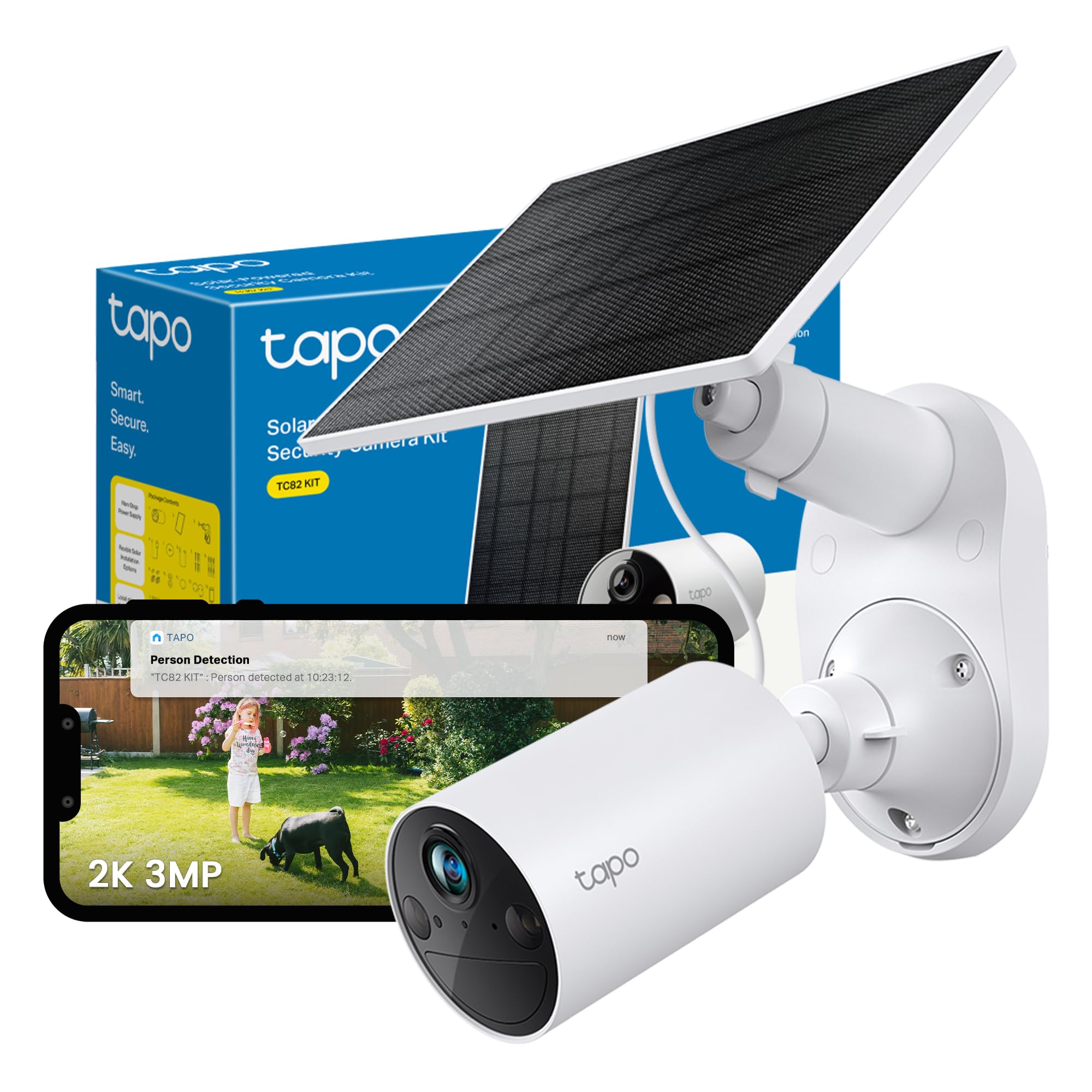 Tapo Tc82 Kit 2K 3Mp Battery Solar Security Camera Outdoor, Maintenance-Free, Colour Night Vision, Outdoor Camera No Monthly Fee, Smart Person 8885020621624
