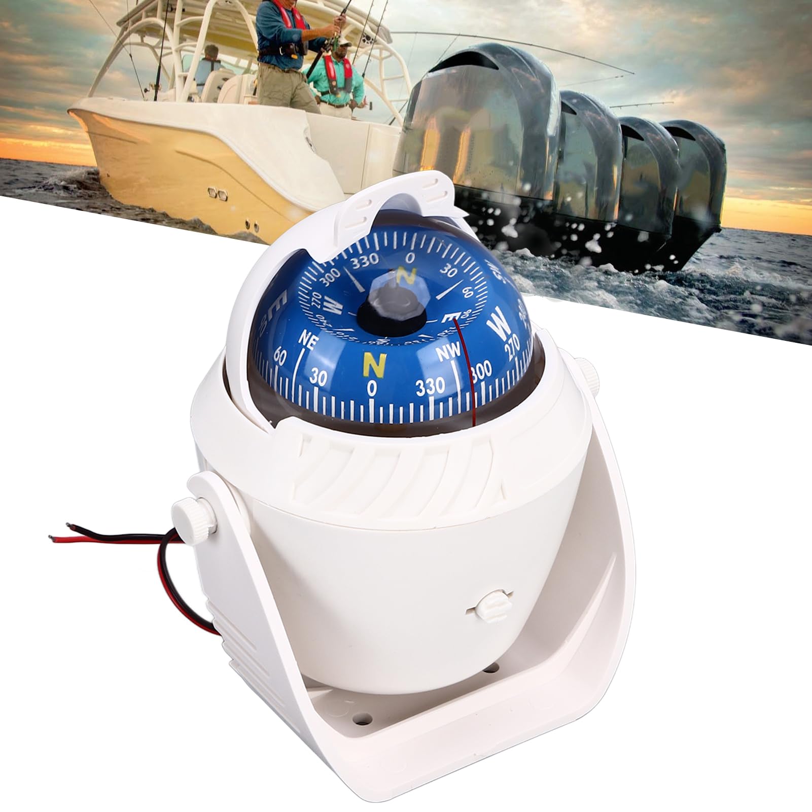 Boussole de Navigation pour Bateau Marin, Réglage Magnétique, éclairage Nocturne pour Voitures, Navires, Caravanes