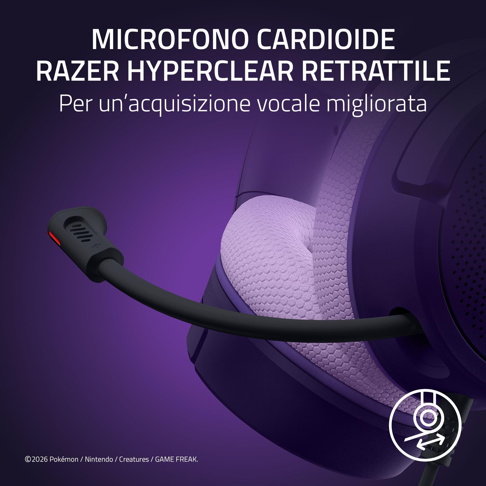 Razer Kraken V4 X Pokémon Espeon & Umbreon Edition - Cuffie da gioco con cavo USB - Driver TriForce da 40 mm - Microfono cardioide retrattile - Audio surround - Chroma RGB
