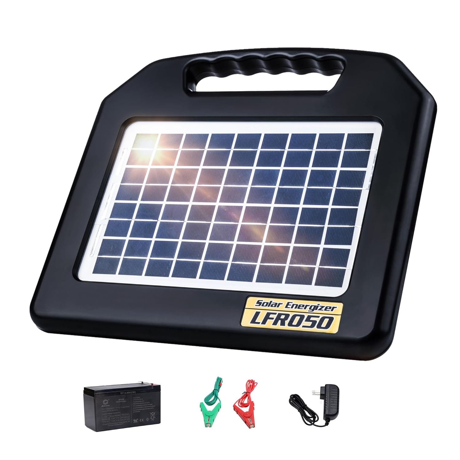 Solar Electric Fence Charger - 0.65 Joules 35 Mile Range Portable Solar Powered Electric Fence Charger, Integrated Machine for Livestock and Garden Protection