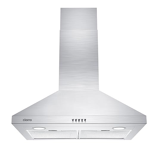 CIARRA Range Hood 30 inch Wall Mount 450 CFM Ductless Range Hood Vent for Kitchen Hood in Stainless Steel CAS75206P