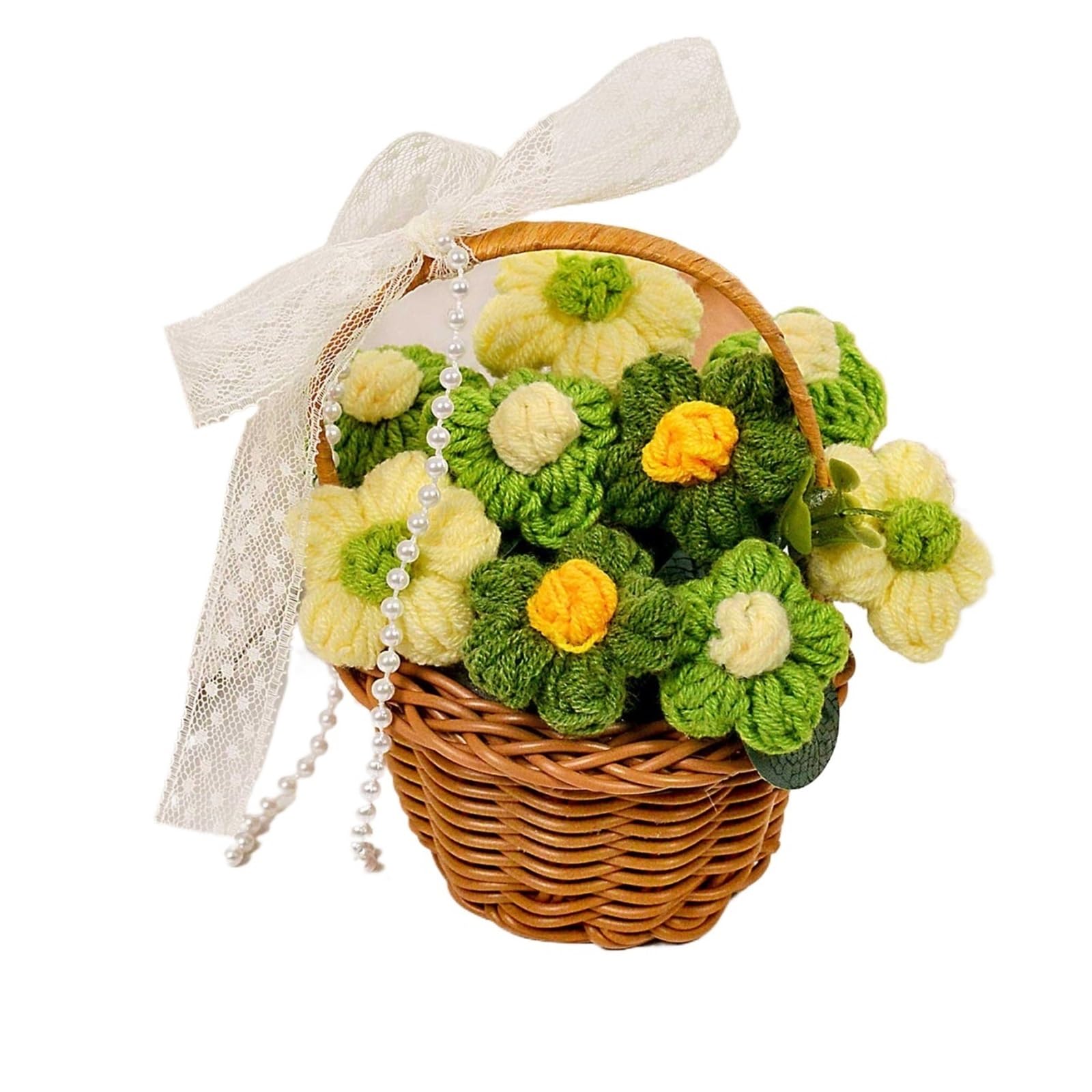 EXKURPOO crochet plant 1PC Handmade Crochet Flower Bouquets, Knitted Daisy Bouquet For Christmas, Home Decor, Birthday For Woman Wife Mom for home